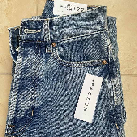 PacSun Denim - PACSUN Distressed Blue Ultra High Waisted Slim Fit Jeans